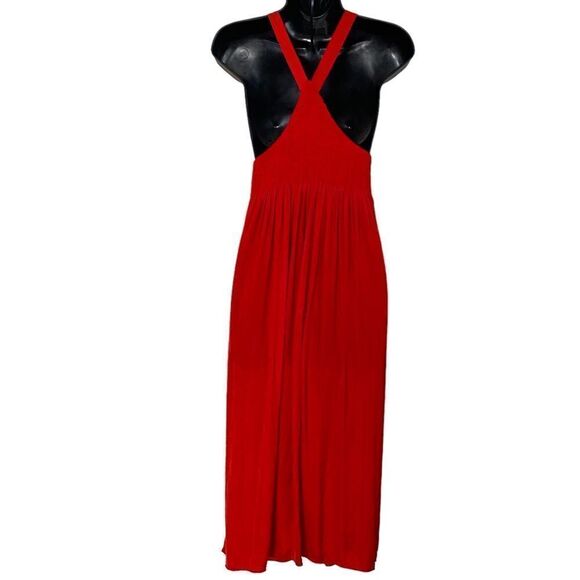 Urban Outfitters Valerie Smocked Satin Midi Dress Sz S - Picture 8 of 16